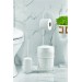 Metal Standlı Yuvarlak Kovalı & Kağıtlıklı & Fırçalıklı Beyaz Banyo Takımı