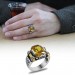 Sarı Baget Taşlı Avangarde Tasarım 925 Ayar Gümüş Şah Cihan Yüzüğü