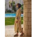 Mayovera  Tasarım  Nakışlı Gold Keten Kimono Plaj Elbisesi