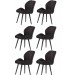 6 Adet Vera Sandalye Siyah Ahşap Ayak