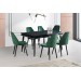 Açılır Roma Salon Masası  Siyah Mermer Desen + 6 Adet Hira Sandalye  Ahşap Ayak