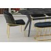 Sabit Eliz Masa Salon Masası  İrony H.g Desen + 4 Adet Limon Sandalye Gold +1 Bench Puf  Gold