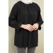 Bav Butik Ay Vitrin Kadın Kolu Lastikli Bluz Siyah