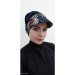 Kadın Desenli Toka Detay Şapka Bone Lacivert