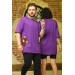 Sevgili Kombini Unicex Çift Tişört Peluş Detay Mor