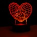 I Love You Yazılı Büyük Kalp  3D Lamba
