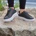 Darkstep 156 Siyah-Beyaz Fuspetli Sneaker Düz Taban Spor Ayakkabı