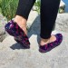 Emek Siyah-Mor Çiçek Desenli Bayan Galoş Plastik Ayakkabı
