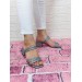 Fiyra 7008 Gümüş Simli Terlik Sandalet Bayan 5Cm Topuklu Ayakkabı