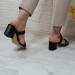 Fiyra 7010 Siyah 5Cm Kare Topuk Üç Bant Bayan Terlik Ayakkabı