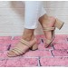 Fiyra 7010 Vizon Üç Bant Terlik Sandalet Bayan Topuklu Ayakkabı