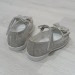 Fiyra 8008 Gümüş Simli Cırtlı El Yapımı Ortapedik Kız Bebe Babet Ayakkabı
