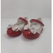 Fiyra Beyaz-Kırmızı Taşlı Kurdaleli El Yapımı Ortopedik İlk Adım Bebe Babet
