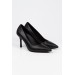 Kadın Siyah Topuklu Stiletto Ayakkabı ( İç Astar Deri )