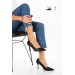 Kadın Siyah Topuklu Stiletto Ayakkabı ( İç Astar Deri )