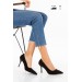 Kadın Süet Siyah Topuklu Stiletto Ayakkabı ( İç Astar Deri )