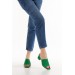Kadın Triko Yeşil Delikli Topuklu Terlik