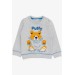 Erkek Bebek Eşofman Takımı Ayıcıklı Açık Gri Melanj Soft Giyim (9 Ay-3 Yaş)