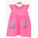 Kız Çocuk Elbise Tavşan Nakışlı Neon Pembe Soft Giyim (1.5-3 Yaş)