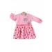 Miniworld Kız Bebek Kurdele Detaylı Pembe Kadife Elbise 16428