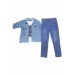 Erkek Çocuk Katlanılabilir Kol Gömlekli Kot Pantolonlu Üçlü Takım Mavi