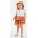 Kız Çocuk Smile Yazı Desenli Şapkalı Tütü Etekli Kahverengi Renk 3 Lü Takım
