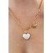 316L Çelik Gold Renk Beyaz Kalp Figür Love İşleme Detay Kadın Kolye - Bj-Bko7480