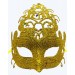 Altın Renk Parti Maskesi - Parlak Altın Sim Balo Maskesi 21X20 Cm