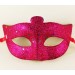 Fuşya Renk Simli Yıldızlı Kostüm Partisi Maskesi 17X10