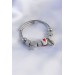 Gümüş Renk Beyaz Boncuk Kalp Detay Charm Model Kadın Bileklik - Bj-Bb5327