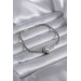Gümüş Renk Zirkon Taşlı Kalp Charm Model Pirinç Kadın Bileklik - Bj-Bb5522