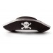 Gümüş Şeritli Siyah Renk Yayvan Korsan Şapkası Yetişkin 32X24 Cm