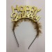 Happy Birthday İtalik Yazılı Altın Renk Metal Doğum Günü Tacı