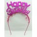Happy Birthday İtalik Yazılı Fuşya Renk Metal Doğum Günü Tacı