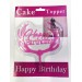 Happy Birthday Yazılı Pembe Dallı Pasta Kek Çubuğu