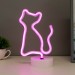 Pembe Kedi Model Neon Led Işıklı Masa Lambası Dekoratif Aydınlatma Gece Lambası
