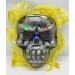 Sarı Saçlı Led Işıklı Kuru Kafa İskelet Korku Maskesi 22X25 Cm