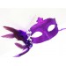Sim İşlemeli İnci Boncuk Detaylı Tüylü Balo Maskesi Mor Renk 13X18 Cm