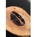 Siyah Deniz Çapalı Çelik Aksesuarlı Kahverengi Deri Erkek Bileklik - Bj-Eb2537-Ks