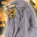 Uzun Kırçıllı Gri Sakallı Turuncu Gözlü Boynuzlu Lateks Canavar Maskesi