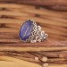 Rumi Model Lapis Lazuli Taşlı El İşi Gümüş Yüzük