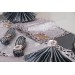 Finezza Afife Kadife Gümüş Füme Sofra Takımı 8 Kişilik 160X230 Cm 34 Prç. - 955