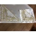 Finezza El Işlemesi Boncuklu Saten Kumaş Beyaz Gold Gelin Bohçası 90X90 Cm - 515