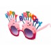 Happy Birthday Yazılı Pembe Fuşya Renk Parti Gözlüğü 12X7 Cm