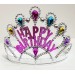 Parti Aksesuar Gümüş Renk Happy Birthday Yazılı Doğum Günü Tacı 60 Cm