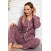 Bayan Kışlık Welsoft Peluş İnci Polar Düğmeli Pijama Takımı 'İpeksi Doku'
