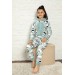 Nisanca Desenli Kışlık Kız Çocuk Polar Tulum Pijama Takımı