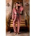 Nisanca Kışlık Sabahlıklı Kadın Kadife Pijama Takımı- 3 Parça Çeyizlik Kadife Set