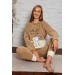 Nisanca Tam Peluş Kışlık Kadın Pijama Takımı- Polar Yılbaşı Pijaması