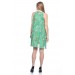 Askılı Sıfır Kol Astarlı Pileli Çiçekli Yeşil Kadın Elbise
